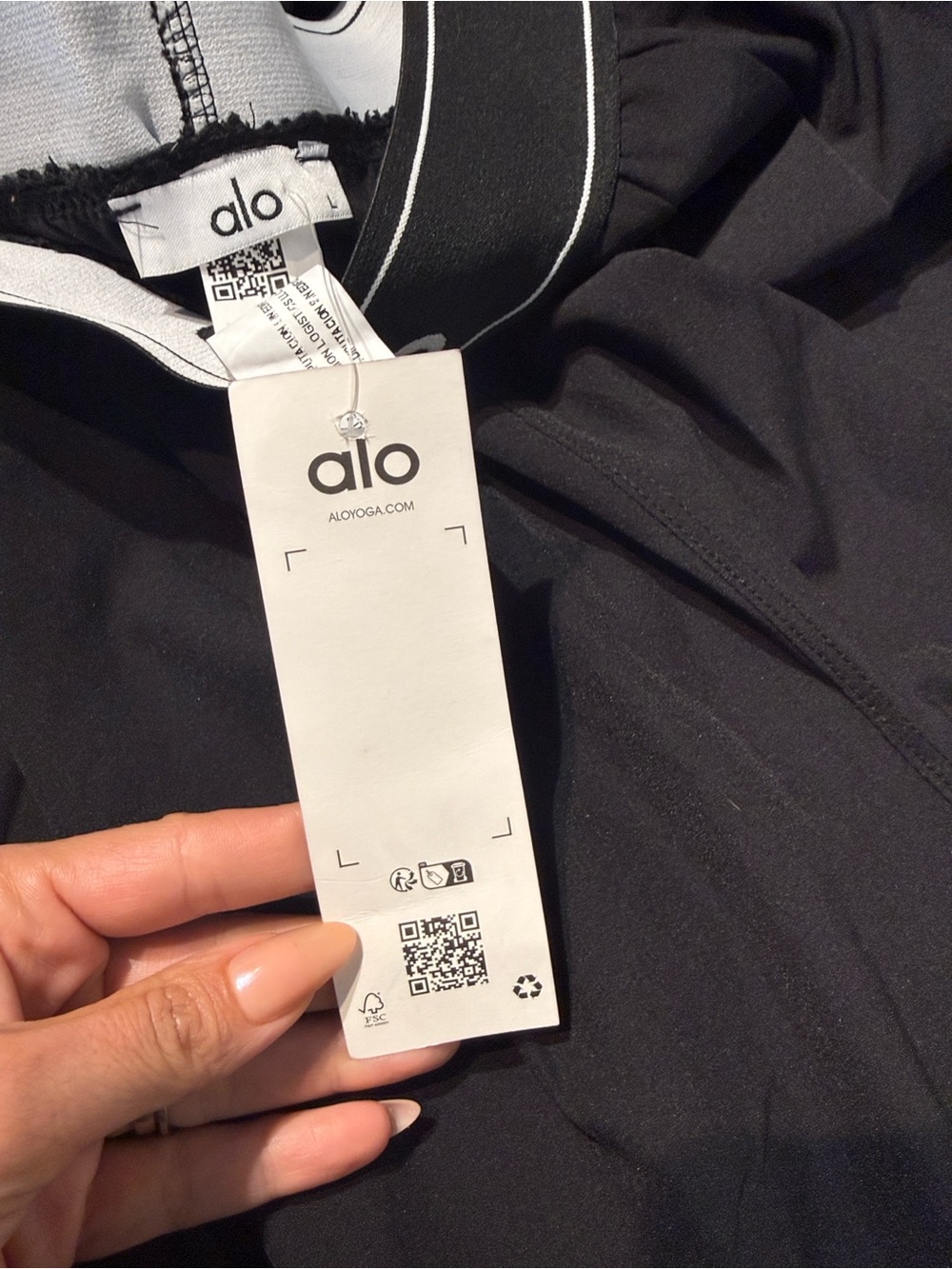 ALO Yoga Workout Black Wide-Leg Lounge Joggers with Branded Waistband - Picture 5 of 6